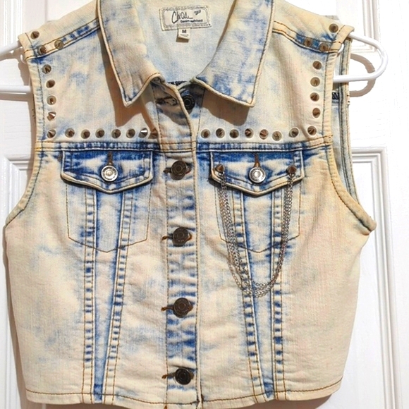 Stonewashed Denim Vest, ChiQle, Size M - Picture 1 of 13